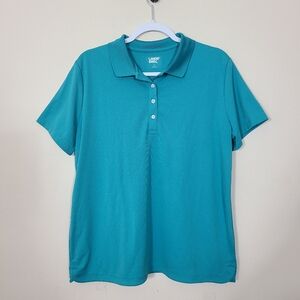 Lands'‎ End Teal Blue Polo Shirt Size Large